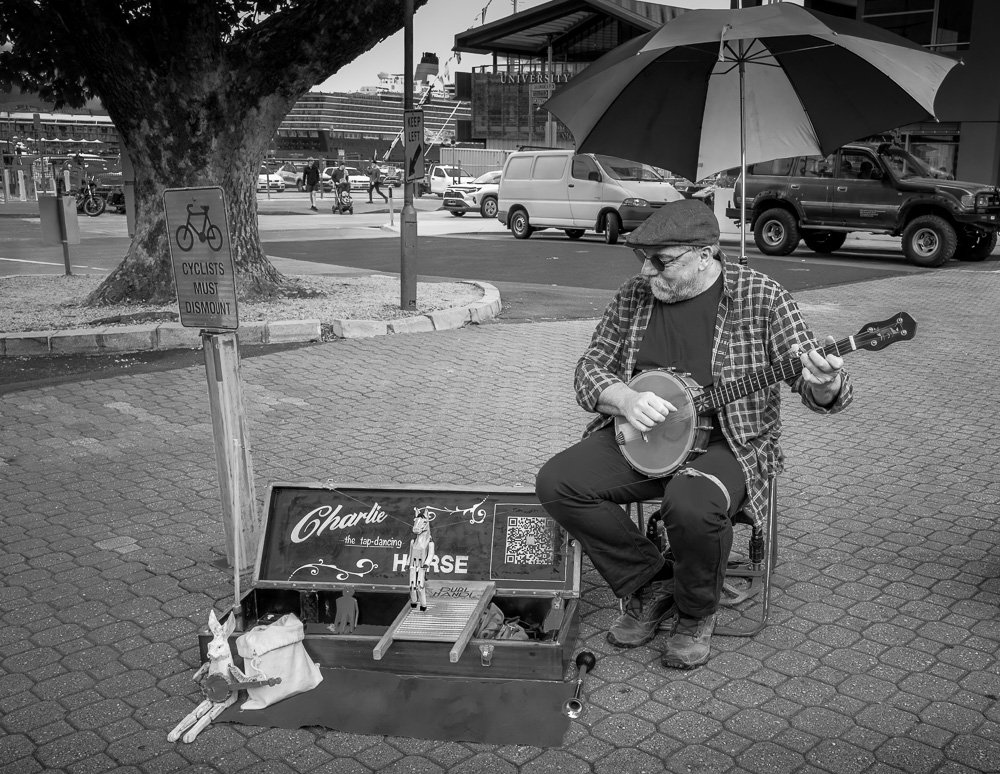 Monochrome street photography representing the October live shoot